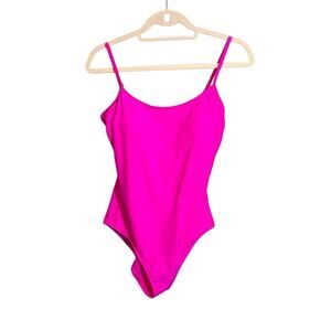 Catalina Stretch Scoop Neck Adjustable Strap One Piece Swimsuit Pink Large
